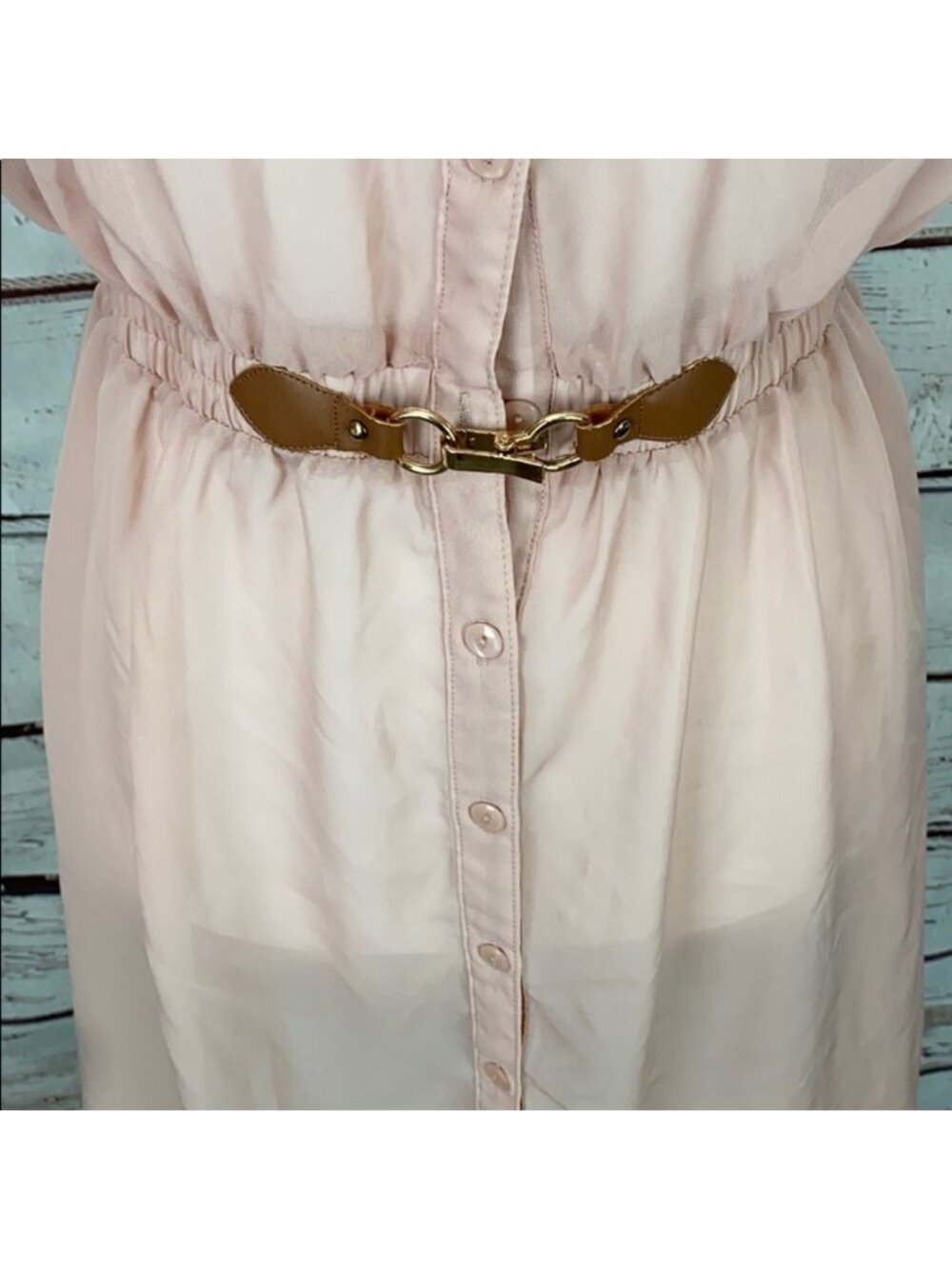 R & B Sheer Pink Sleeveless Dress Medium - Picture 2 of 11